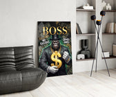Boss Suited Gorilla Gold Dollar Glass Wall Art