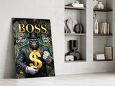 Boss Suited Gorilla Gold Dollar Glass Wall Art