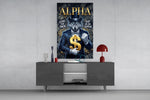 Alpha Suited Wolf Gold Dollar Glass Wall Art