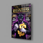 Relentless Suited Panther Gold Dollar Glass Wall Art