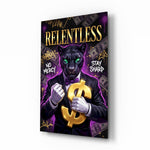 Relentless Suited Panther Gold Dollar Glass Wall Art