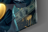 Apex Suited Shark Gold Dollar Glass Wall Art