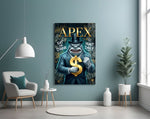 Apex Suited Shark Gold Dollar Glass Wall Art
