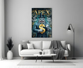 Apex Suited Shark Gold Dollar Glass Wall Art