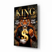 King Suited Tiger Gold Dollar Glass Wall Art