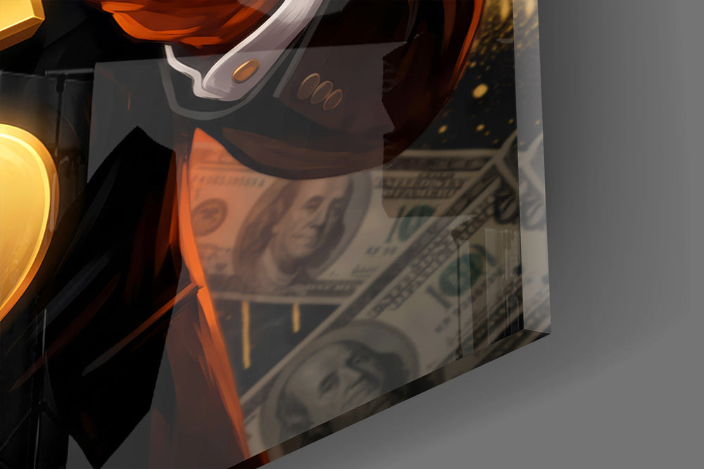 King Suited Tiger Gold Dollar Glass Wall Art
