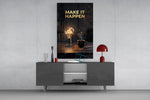 Make It Happen Gold Skyline Bulb Glass Wall Art