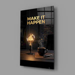 Make It Happen Gold Skyline Bulb Glass Wall Art