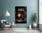Make It Happen Gold Skyline Bulb Glass Wall Art