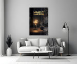 Make It Happen Gold Skyline Bulb Glass Wall Art