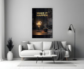 Make It Happen Gold Skyline Bulb Glass Wall Art