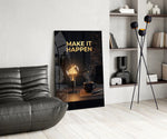 Make It Happen Gold Skyline Bulb Glass Wall Art