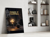 Make It Happen Gold Skyline Bulb Glass Wall Art