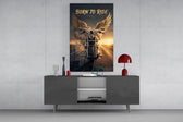 Born to Ride Winged Motorcycle Sunset Glass Wall Art