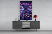 Stay Real Neon Panther Rapper Glass Wall Art