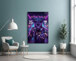 Stay Real Neon Panther Rapper Glass Wall Art