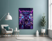 Stay Real Neon Panther Rapper Glass Wall Art