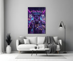 Stay Real Neon Panther Rapper Glass Wall Art