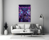 Stay Real Neon Panther Rapper Glass Wall Art