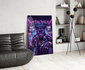 Stay Real Neon Panther Rapper Glass Wall Art