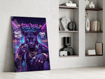 Stay Real Neon Panther Rapper Glass Wall Art