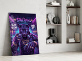 Stay Real Neon Panther Rapper Glass Wall Art