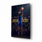 Relentless Basketball Crown Hoop Glass Wall Art