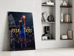 Relentless Basketball Crown Hoop Glass Wall Art