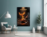 Yes Chef Fire Phoenix Flaming Pan Glass Wall Art