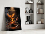 Yes Chef Fire Phoenix Flaming Pan Glass Wall Art