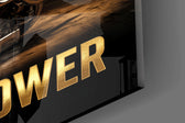 Horsepower Golden Engine Horse Glass Wall Art