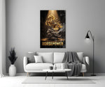 Horsepower Golden Engine Horse Glass Wall Art