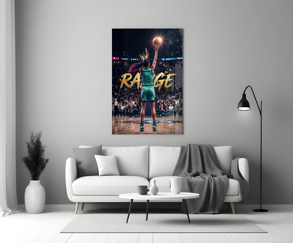 Range Crowned Woman Baller Glass Wall Art