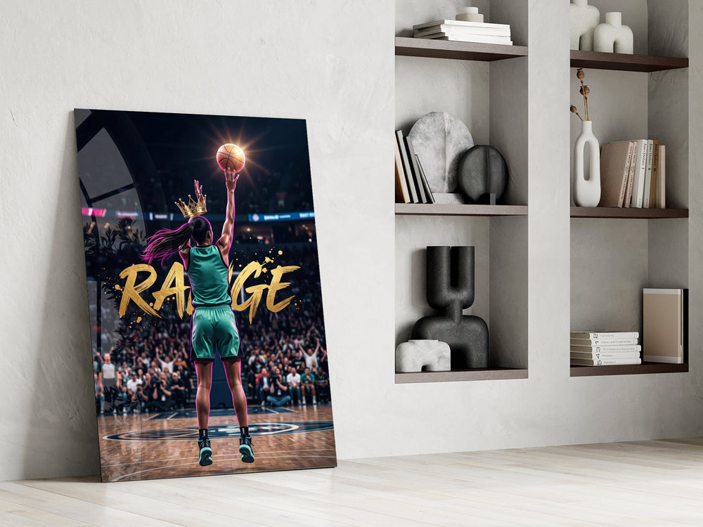 Range Crowned Woman Baller Glass Wall Art