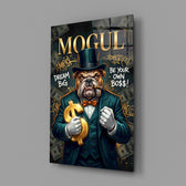 Mogul Tuxedo Bulldog Tycoon Glass Wall Art