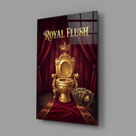 Royal Flush Golden Throne Toilet Glass Wall Art