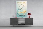 Sit Stay Heal Veterinary Stethoscope Glass Wall Art