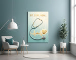 Sit Stay Heal Veterinary Stethoscope Glass Wall Art