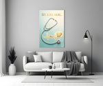 Sit Stay Heal Veterinary Stethoscope Glass Wall Art
