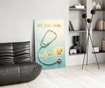 Sit Stay Heal Veterinary Stethoscope Glass Wall Art