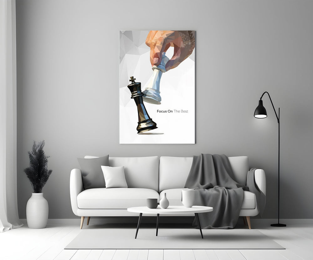 Focus On The Best Low Poly Chess Glass Wall Art