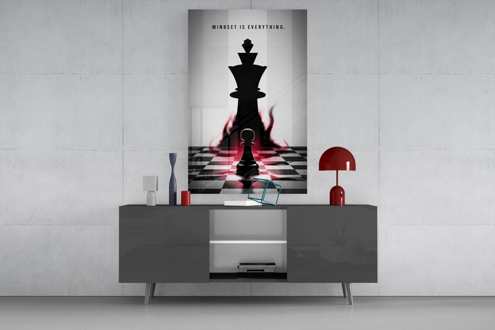 Mindset Is Everything Chess King Glass Wall Art