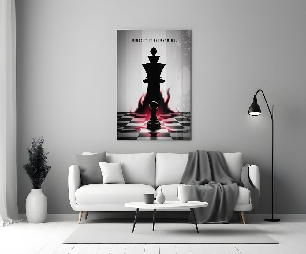 Mindset Is Everything Chess King Glass Wall Art