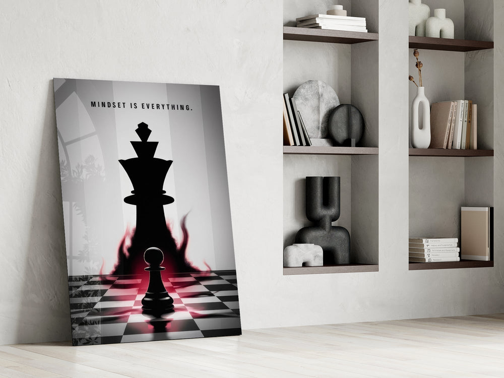 Mindset Is Everything Chess King Glass Wall Art