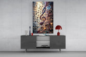 Luminous Treble Clef Music Notes Glass Wall Art