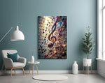 Luminous Treble Clef Music Notes Glass Wall Art