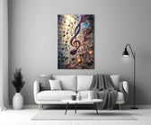 Luminous Treble Clef Music Notes Glass Wall Art