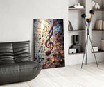 Luminous Treble Clef Music Notes Glass Wall Art
