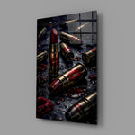 Lipstick and Bullets Red Kiss Glass Wall Art