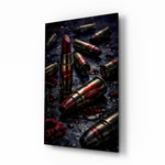 Lipstick and Bullets Red Kiss Glass Wall Art